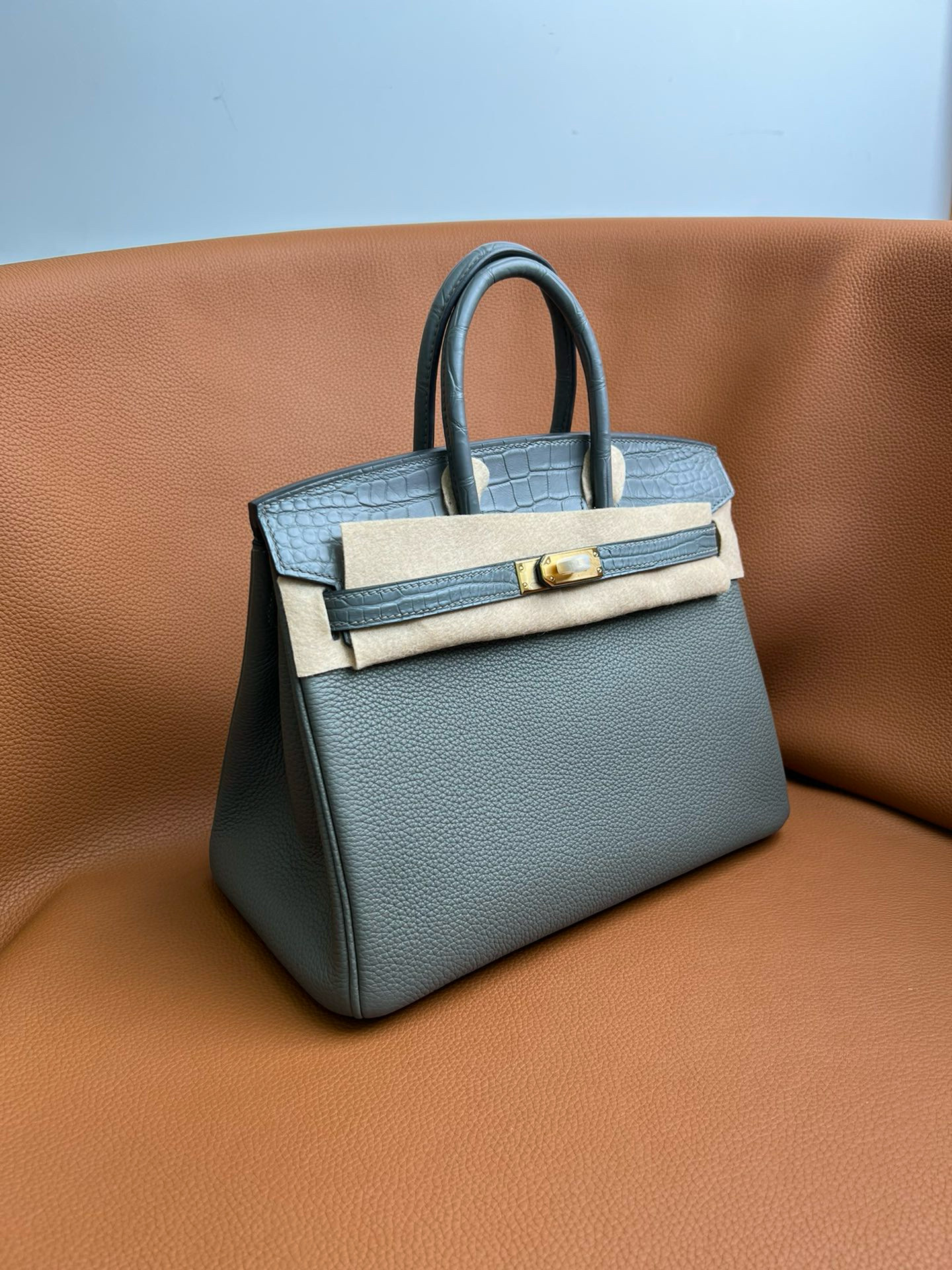 에르메스 5컬러 터치 버킨백 25 토고가죽 악어가죽 여자가방