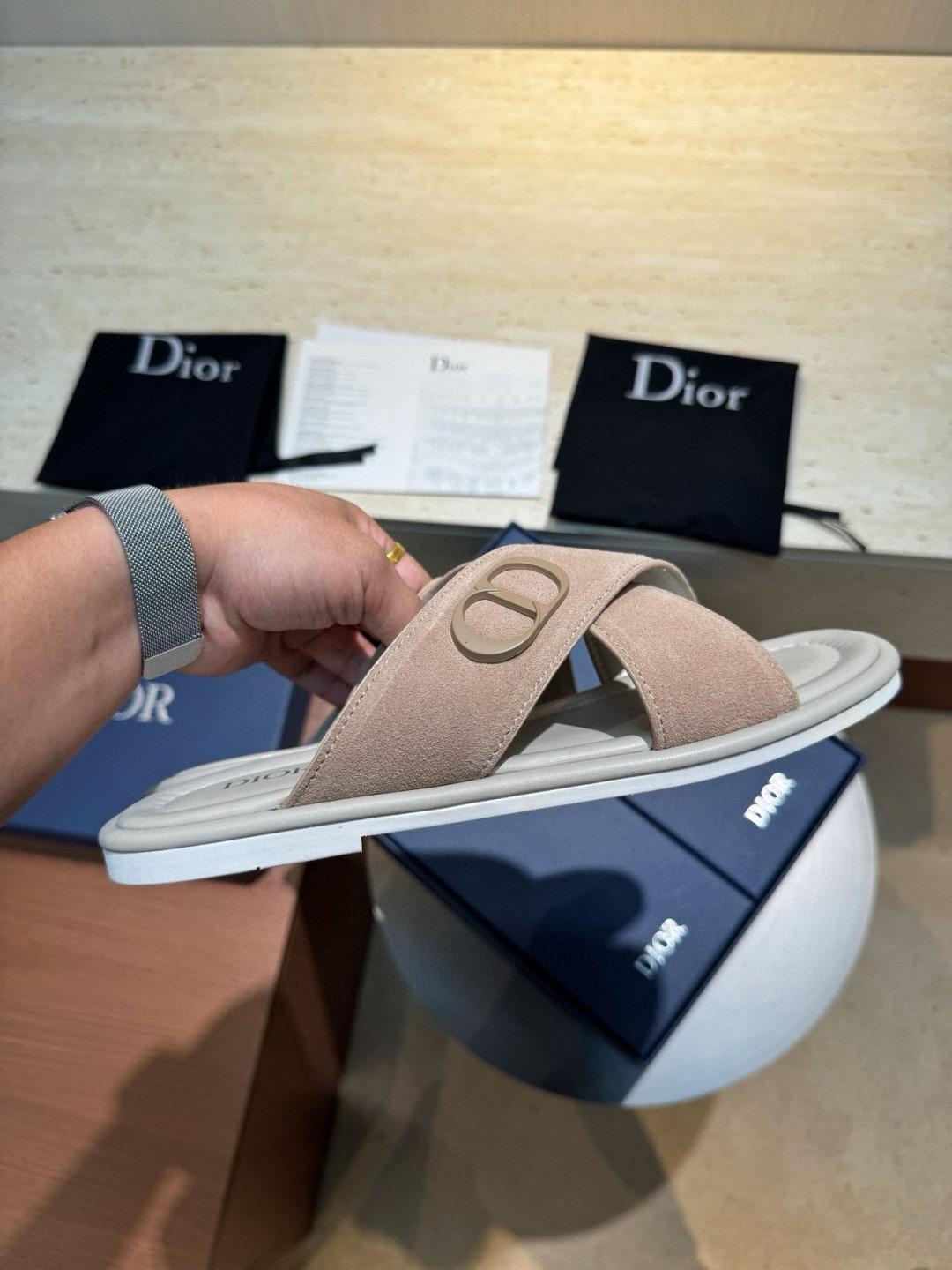 디올 남자 슬리퍼