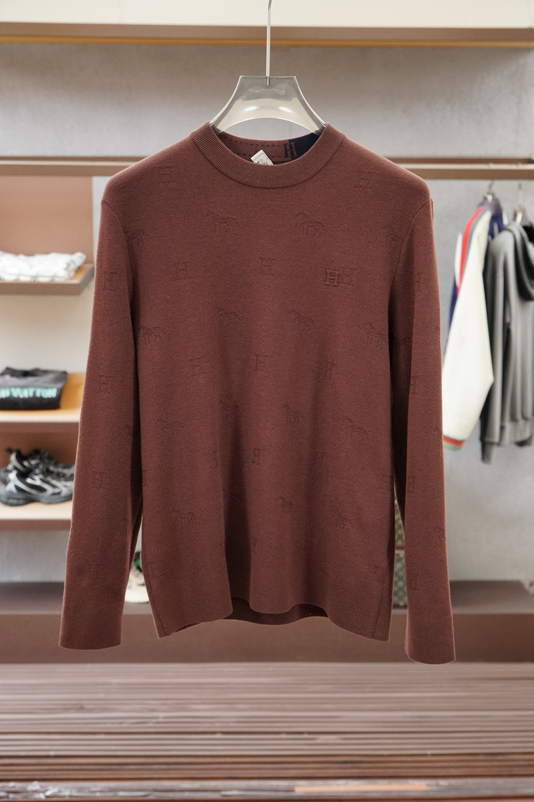 에르메스 2컬러 남자 니트