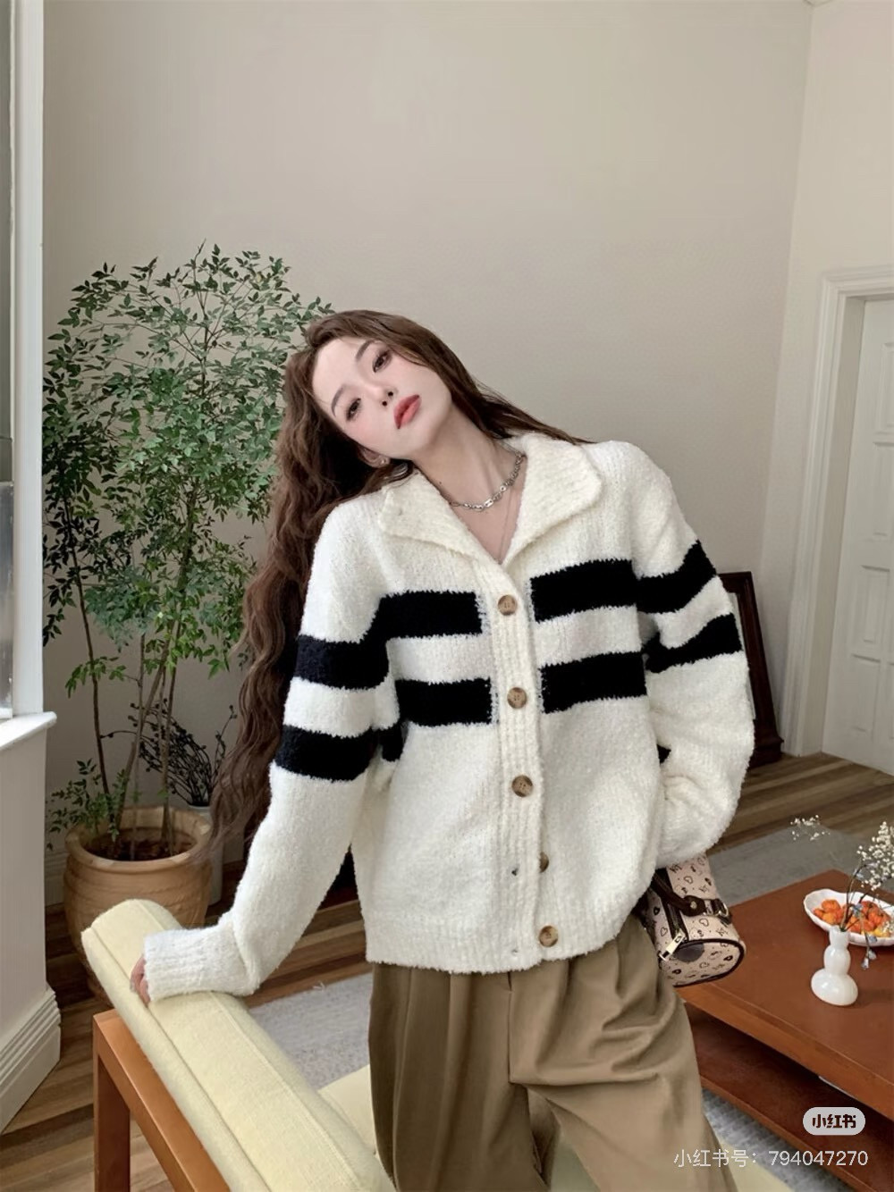 디올 2컬러 여자 가디건